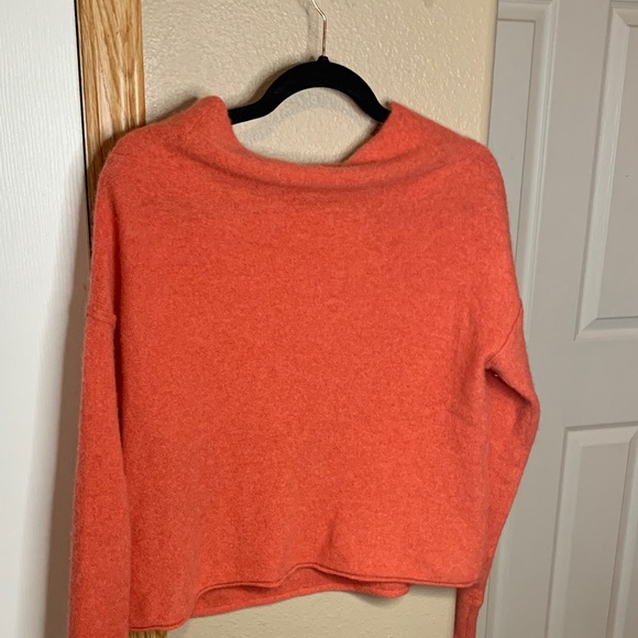 FREE PEOPLE Orion Cashmere Sweater Cowl Neck Slouchy Relaxed Orange Medium - Picture 8 of 8